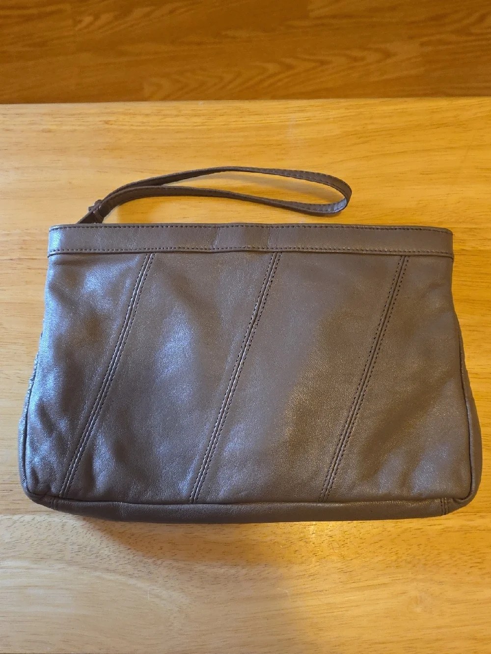 Vintage 80's Brenalini by Jonotti Brown Leather Wristlet Clutch Bag Butter Soft